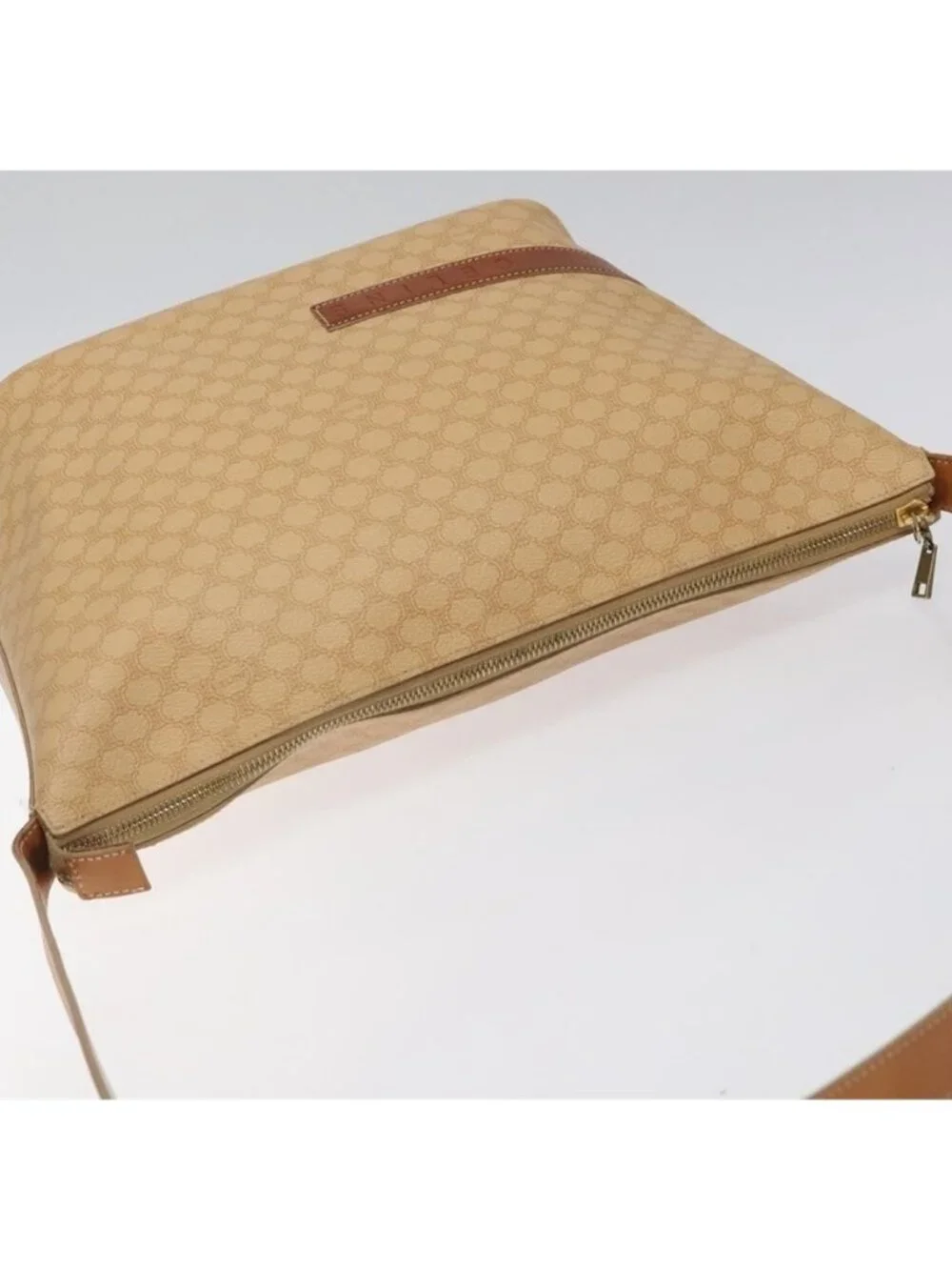 Authentic CELINE Macadam Canvas Shoulder Bag PVC Leather Beige Gold - Picture 16 of 16